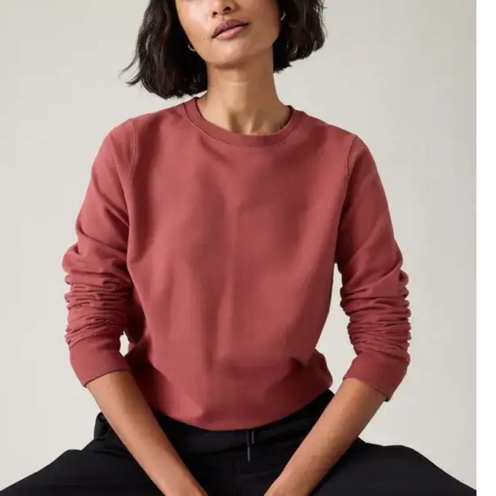 Athleta Crewneck Sweatshirt Pink Womens Small Athleisure Pullover Cotton Blend